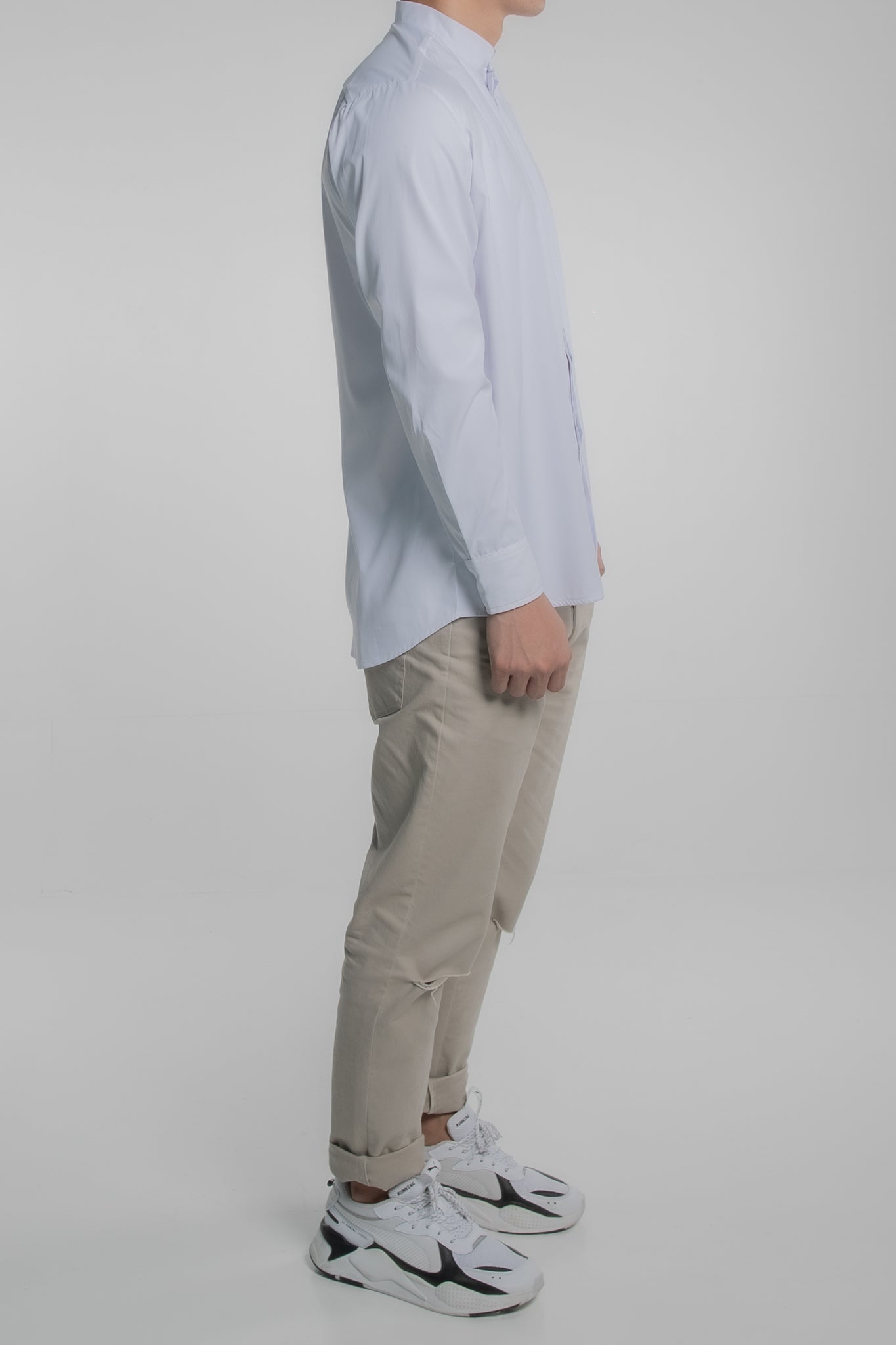 Grandad Collar Long Sleeves (White)
