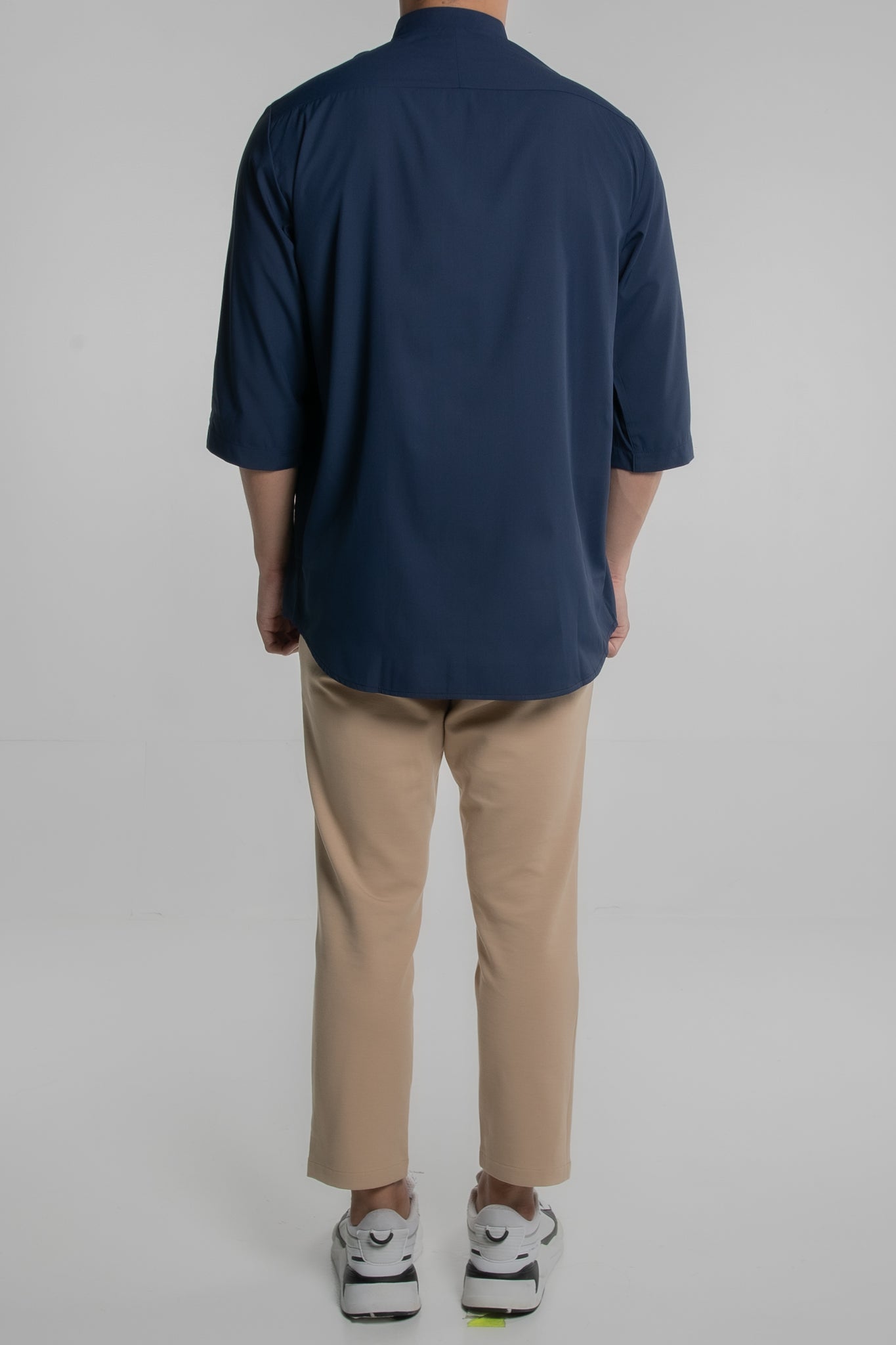 Double Grandad Collar with 3/4 Sleeves (Navy Blue)