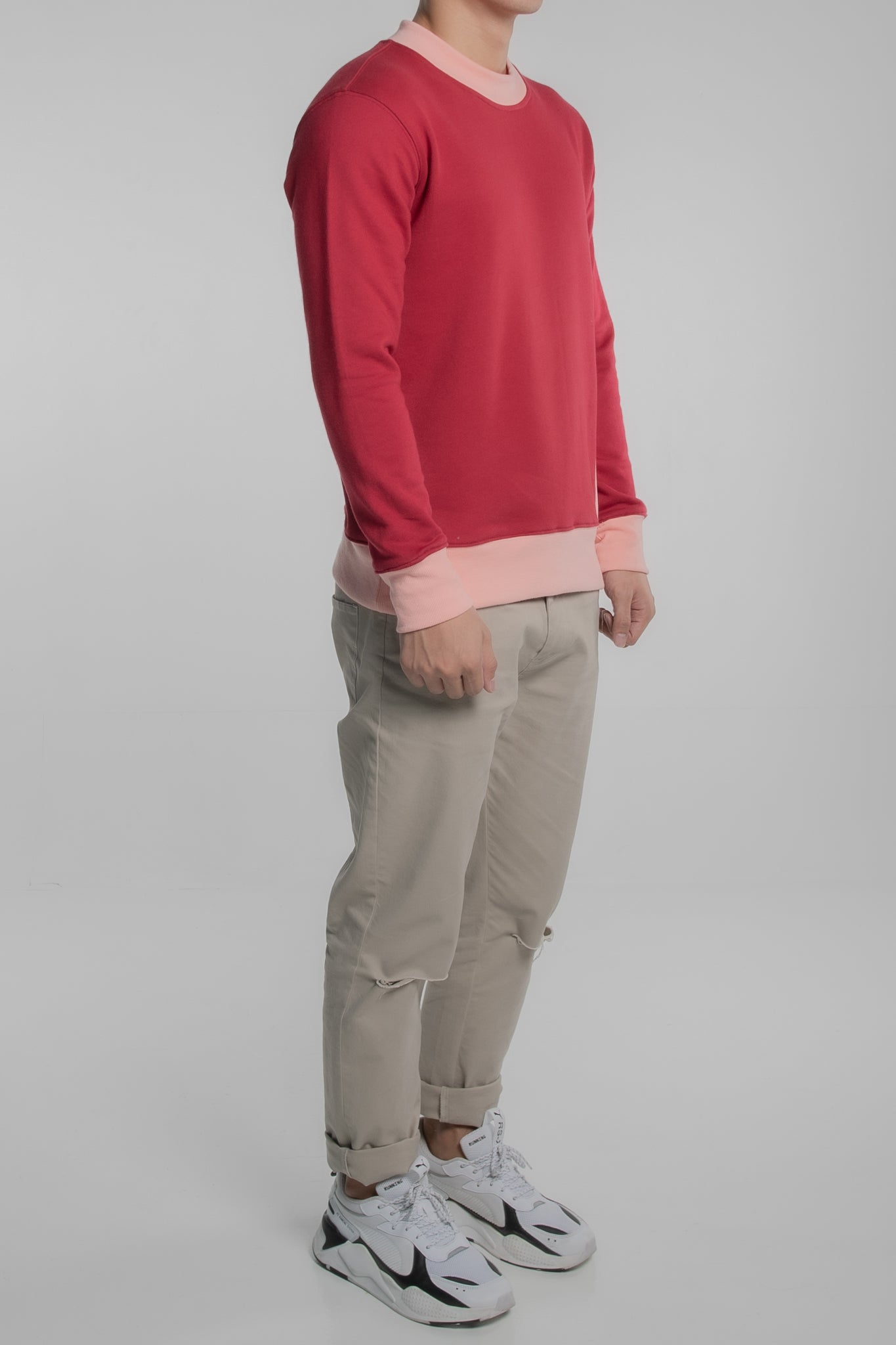 Contrast Collar Pullover (Red)